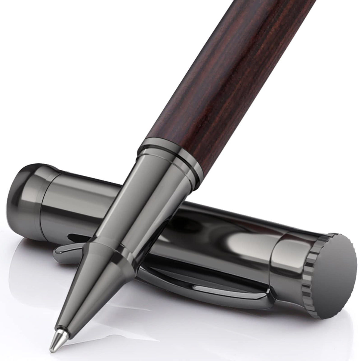 WEMATE Wood Rollerball Pen Set, Nice Pen for Men, Fancy Look - Red Padouk