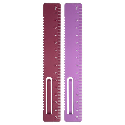 HARFINGTON 2pcs Straight Ruler 15cm Metal Bookmark Clip Rulers Blue/Rose