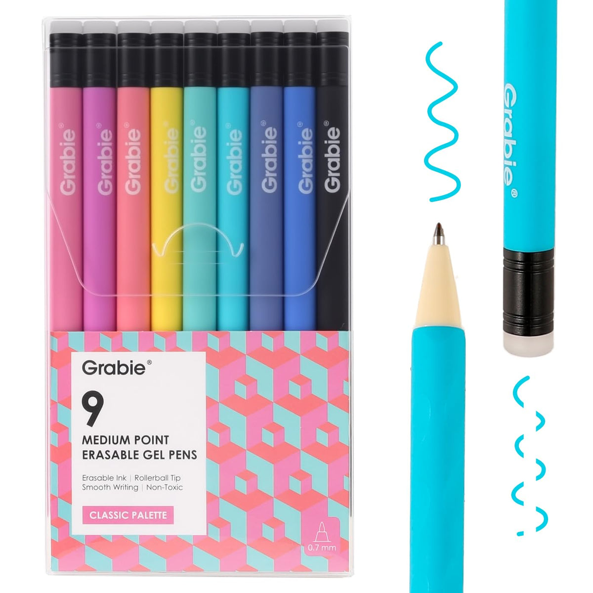 Grabie Erasable Gel Pens, 9 Color 0.7 mm Point, Rustic Reverie