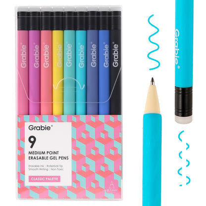 Grabie Erasable Gel Pens, 9 Color 0.7 mm Point, Rustic Reverie