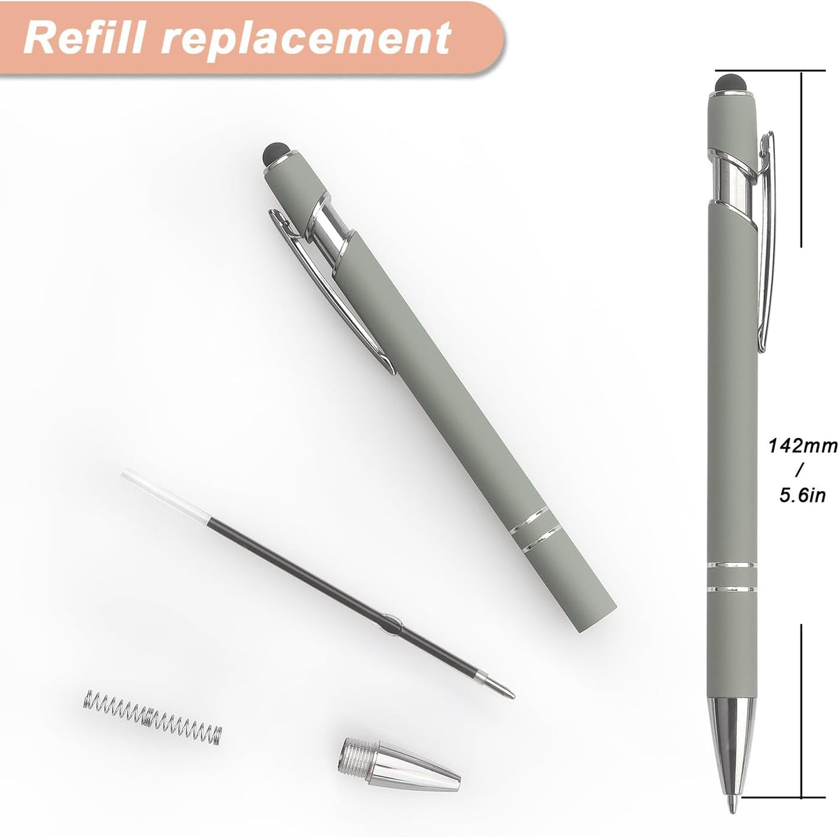 Ballpoint Pen 2-in-1 Stylus Pen with Stylus tip, 1.0 mm Black Ink, 6 Pack