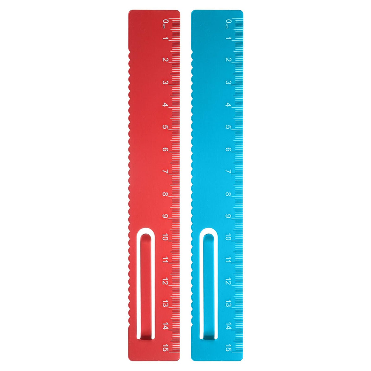 HARFINGTON 2pcs Straight Ruler 15cm Metal Bookmark Clip Rulers Blue/Rose