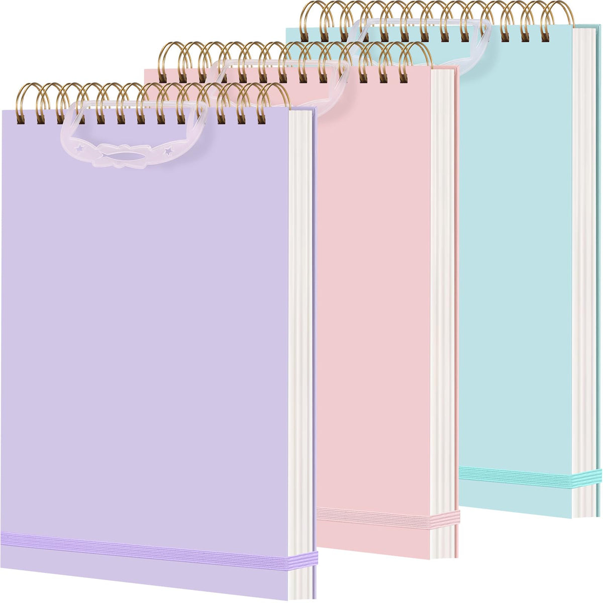 Resurhang 3 Pack Top Spiral Notebook 7"x10", Blue,Green,Gray