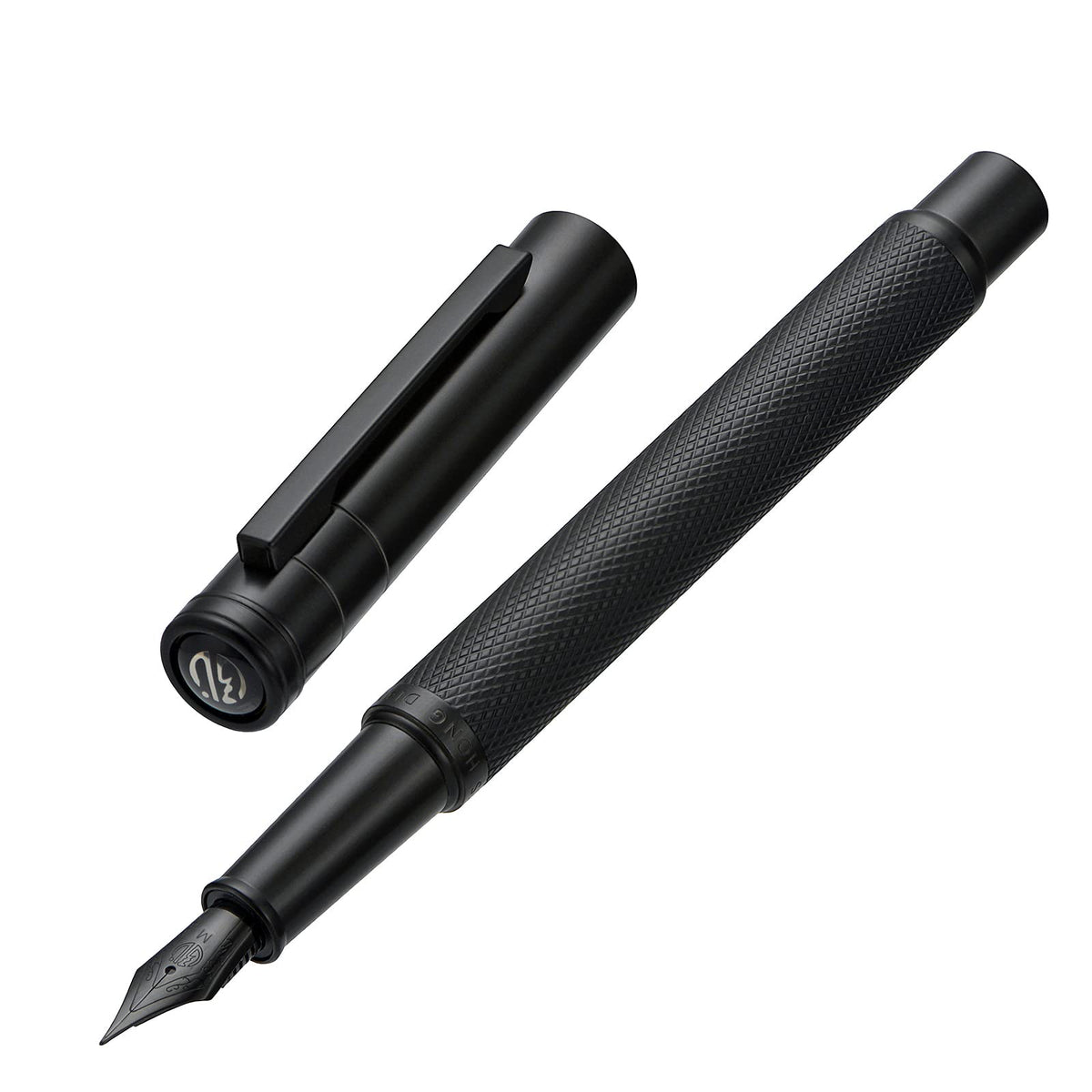 Matte Black Forest Fountain Pen Extra Fine Nib Classic Design with Converter and Metal Pen Box Set by Asvine