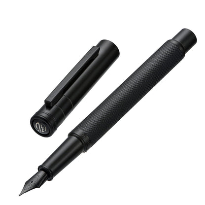 Matte Black Forest Fountain Pen Extra Fine Nib Classic Design with Converter and Metal Pen Box Set by Asvine