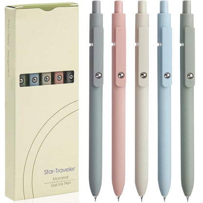 ACEES Gel Pens, 6 Pcs Retractable Quick Dry Black Ink Pen, 0.5mm Fine Point