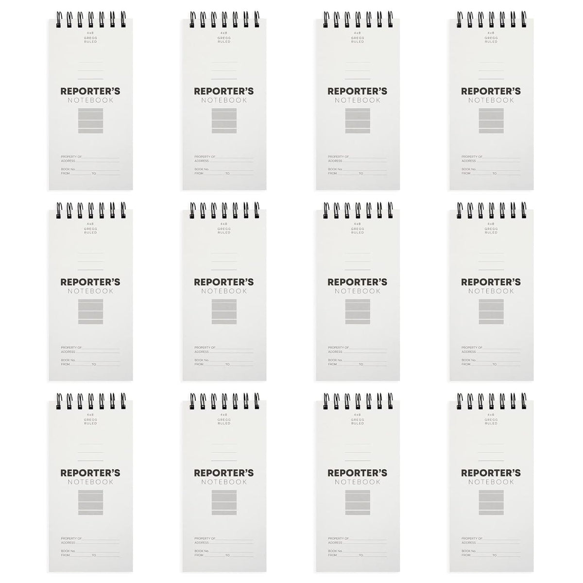 Juvale Reporters Notebook Pack - Top-Bound Notebook & Steno Pad for Journalism & Field Notes - Spiral Binding Lay-Flat Design - 4 x 8 in White, 12-Pack