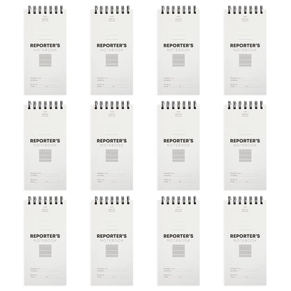Juvale Reporters Notebook Pack - Top-Bound Notebook & Steno Pad for Journalism & Field Notes - Spiral Binding Lay-Flat Design - 4 x 8 in White, 12-Pack