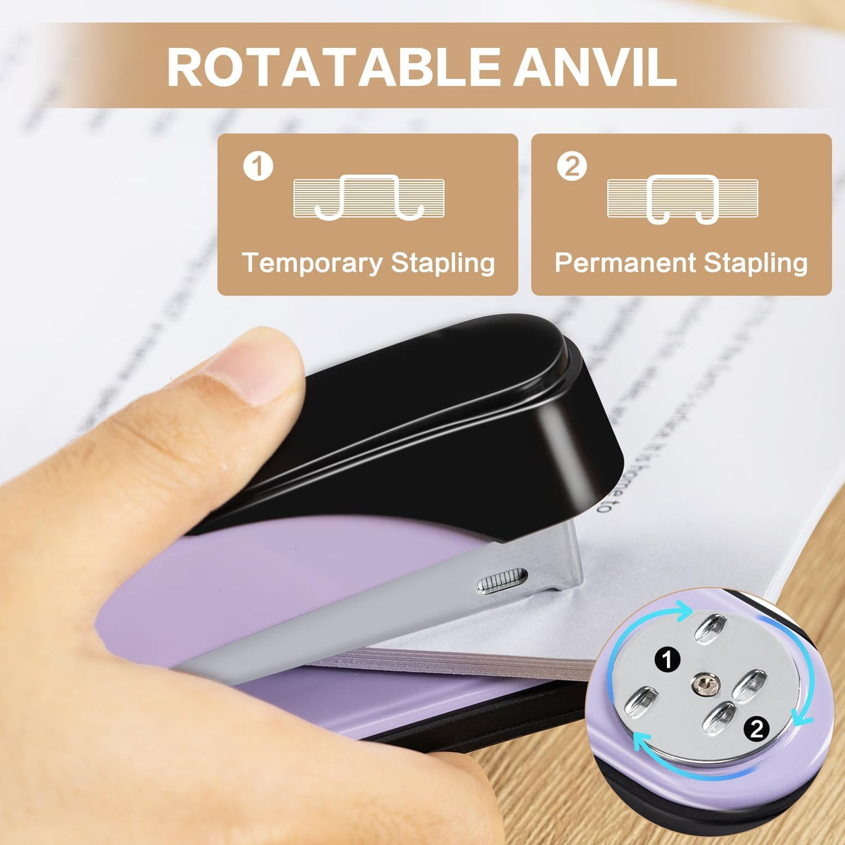 Deli Stapler Heavy Duty, 2000 Staples and Staple Remover, Purple