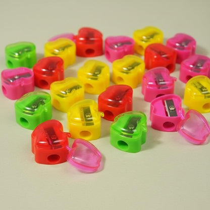 Colarr 24 Pcs Apple Shaped Pencil Sharpeners Bulk Colorful Portable Manual Sharpener with Lid Back to School Gifts for Kids School Opening Gifts Bulk for Children Artists Classroom Kindergarten Office