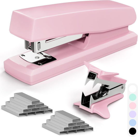 Pink Office Stapler, Paper Stapler and Staples, Pink Office Supplies