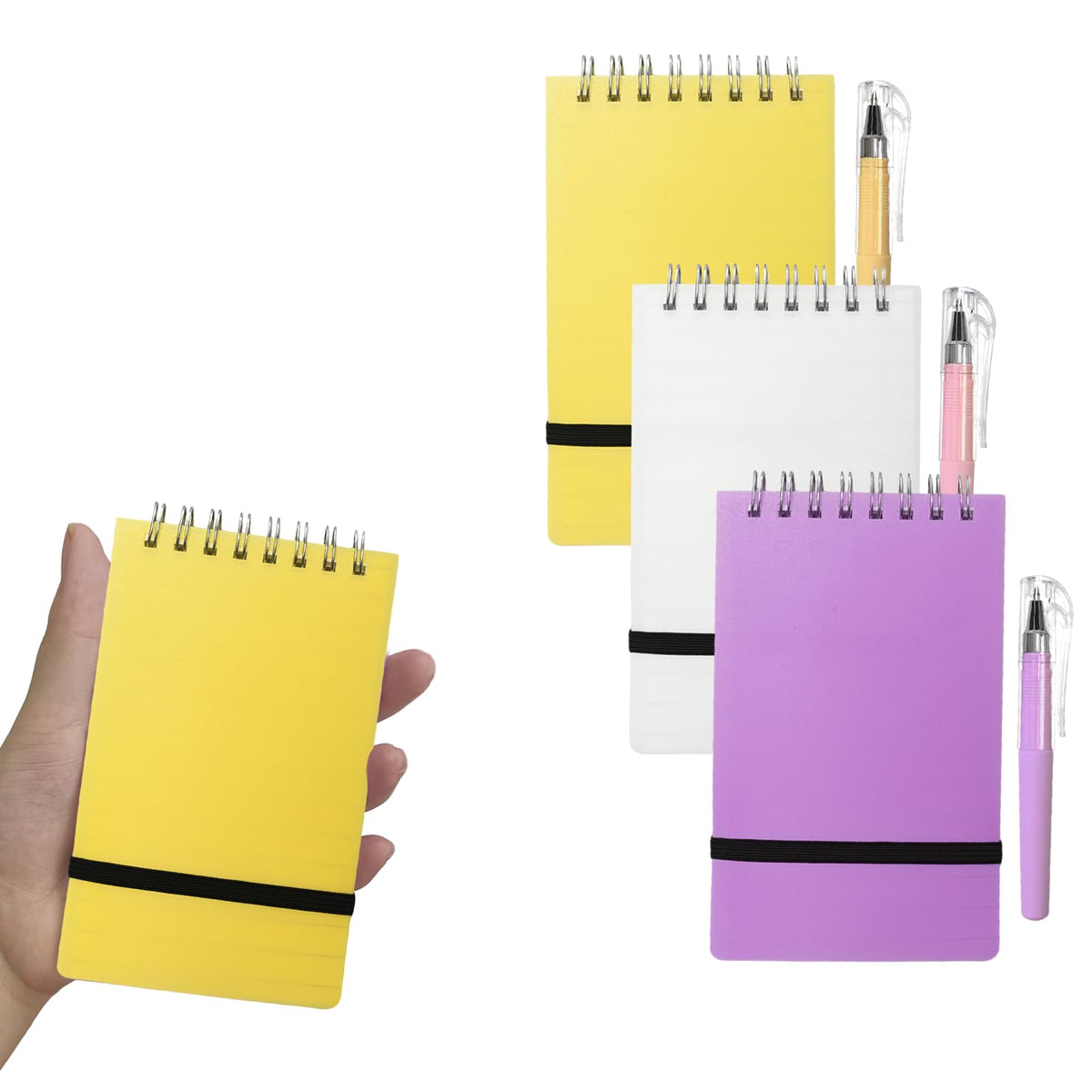 3 Pack Pocket Spiral Notebook With Pen, 5.1"x 3.1" 100 Pages A7 Lined Paper