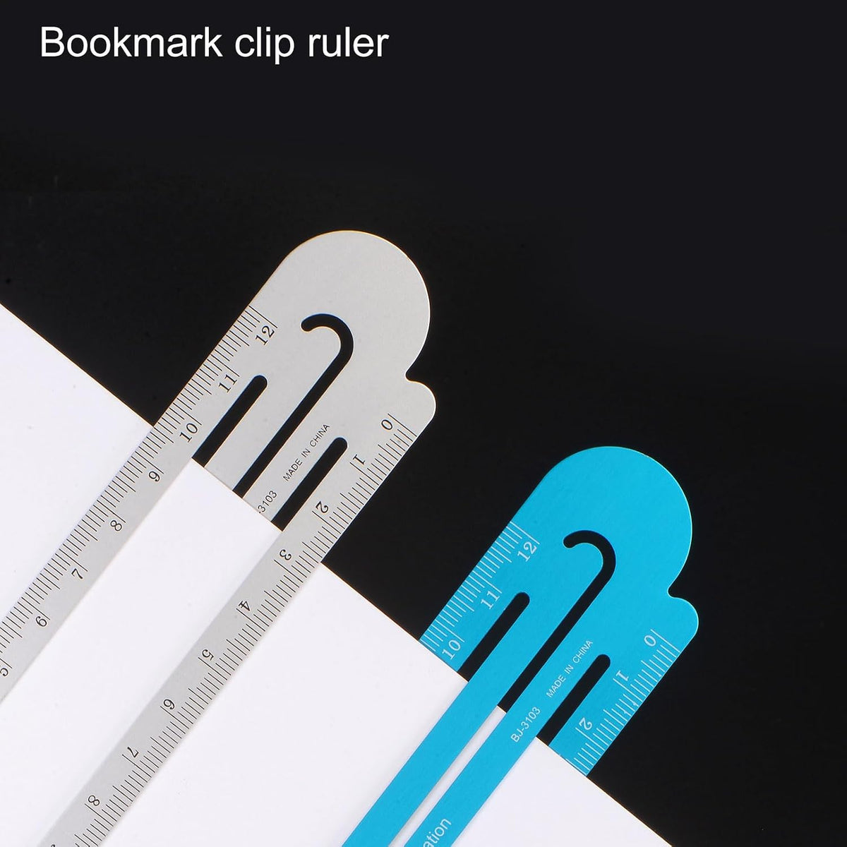 HARFINGTON Straight Ruler 12cm Metric Bookmark Clip Ruler Metal Aluminum Alloy Scale on Both Sides Measuring Scale Tool for Measure Study Reading Classroom Office, Silver Tone & Brown