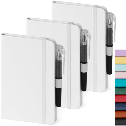 Small Notebook Pocket Journal, A6 3.7" x 5.7", 3 Pack, Black Leather Cover