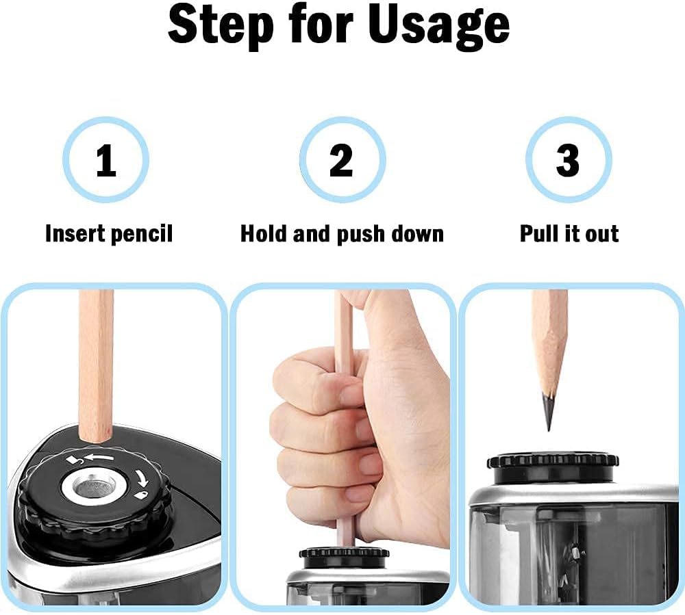 Aogwat Pencil Sharpener Electric Pencil Sharpener for Kids, Blade to Fast Sharpen, Suitable for No.2/School/Classroom/Office/Home (Black)