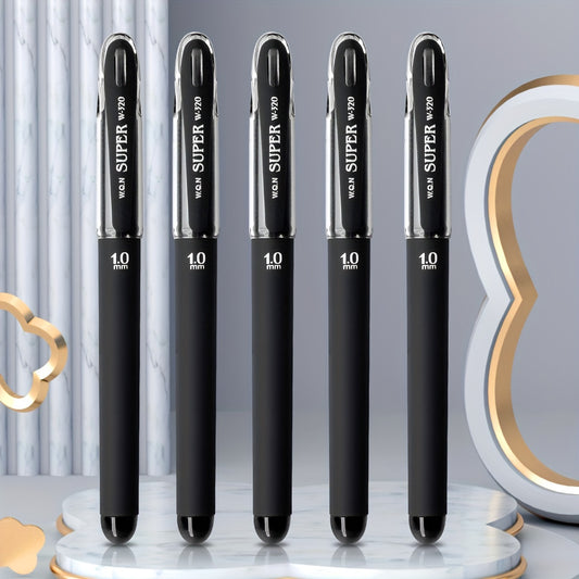 WQN 1/4pcs Black 1.0mm Frosted Gel Pen Large Capacity Refill Smooth Writing Thick Pen Shaft Ideal Hand Grip Signature Pen Practice Writing Pen Back to School Season