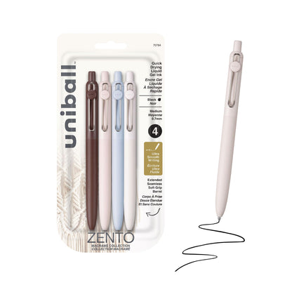 uniball™ Zento Gel Pens, Black Ink, 0.7mm Medium Point, 4 Count