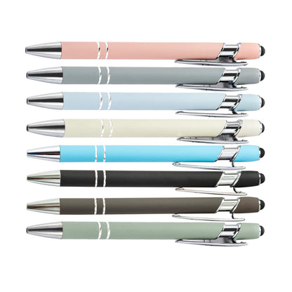 PASISIBICK 12-Piece Black Ballpoint Pen with Stylus Tip, 2 in 1 Stylish Metal Touch Screen Pen - Black Ink, 1.0 mm Medium Point - 5.5 x 0.4 inch / 14 x 1 cm