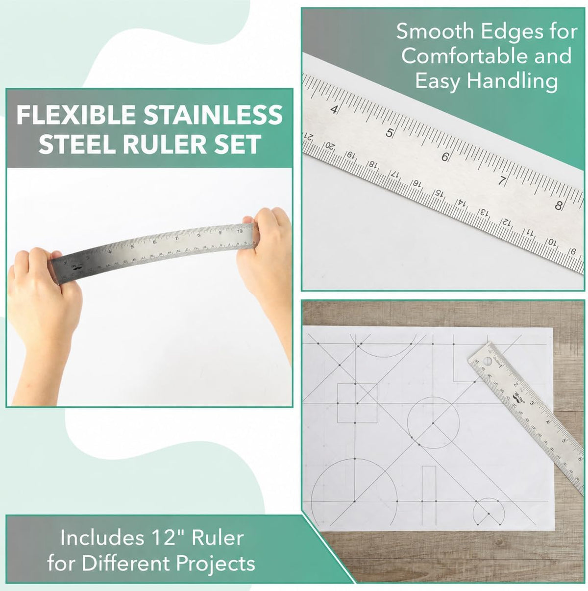 Mr. Pen- Metal Ruler with Non-Slip Cork Back, 12 Inch