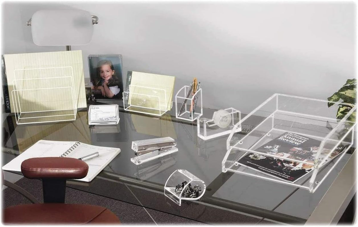 Kantek Clear Acrylic Desk Stapler, Large Capacity Holds a Full Strip of Standard Staples, 1.4" x 6" x 2.3", Non-Skid Feet, Office Organizer, Desk Accessory