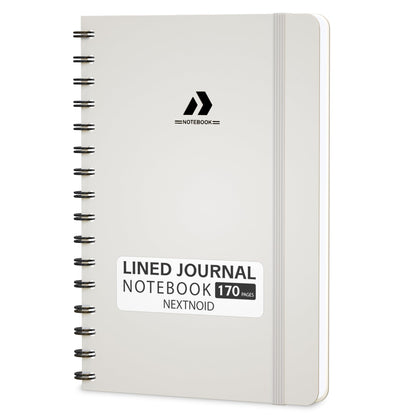 Nextnoid Lined Spiral Notebook Journal For Women & Men - A5(5.8" x 8.3") 170 Pages, Hardcover Notebooks for Work & Note Taking, College Ruled Journals for Writing - Grey