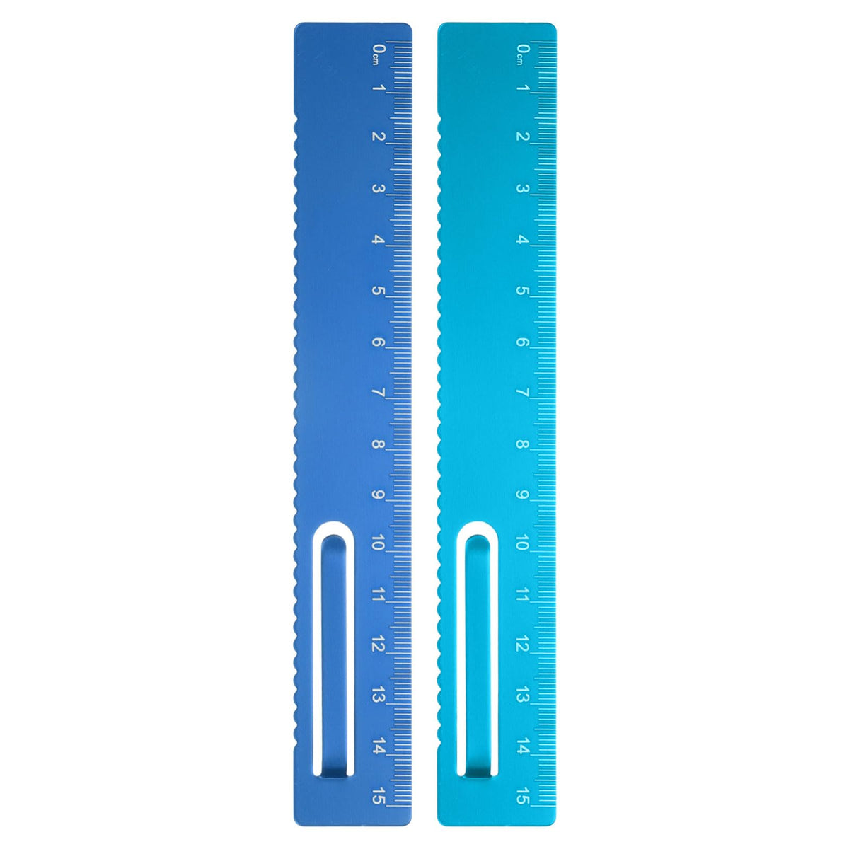 HARFINGTON 2pcs Straight Ruler 15cm Metal Bookmark Clip Rulers Blue/Rose