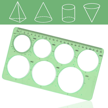 5PCS Circle Template Measuring Geometry Ruler Geometric Drawings Stencils Rulers, Plastic Circle and Oval Measuring Templates(Green)