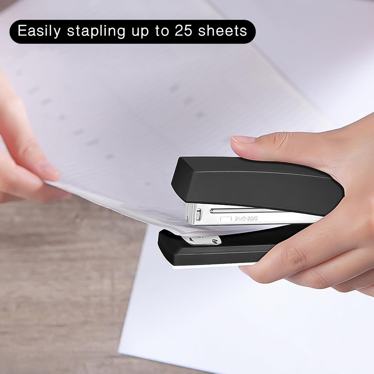 Stapler 25 Sheet Capacity with 1000 Staples and Staple Remover, Black