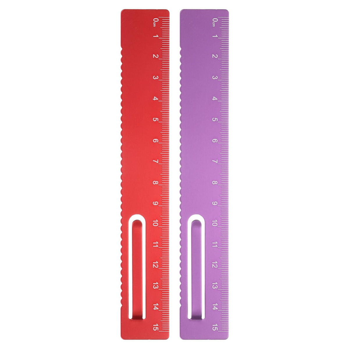 HARFINGTON 2pcs Straight Ruler 15cm Metal Bookmark Clip Rulers Blue/Rose