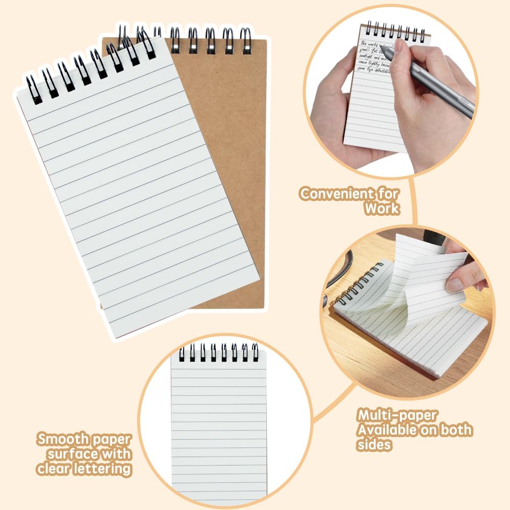 12 Pack 3x5" Mini Notebook, Small Spiral College Ruled Notepad for School