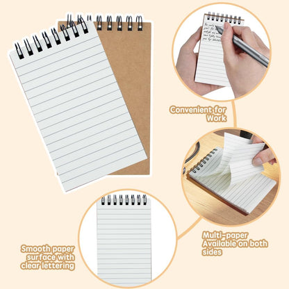 12 Pack 3x5" Mini Notebook, Small Spiral College Ruled Notepad for School