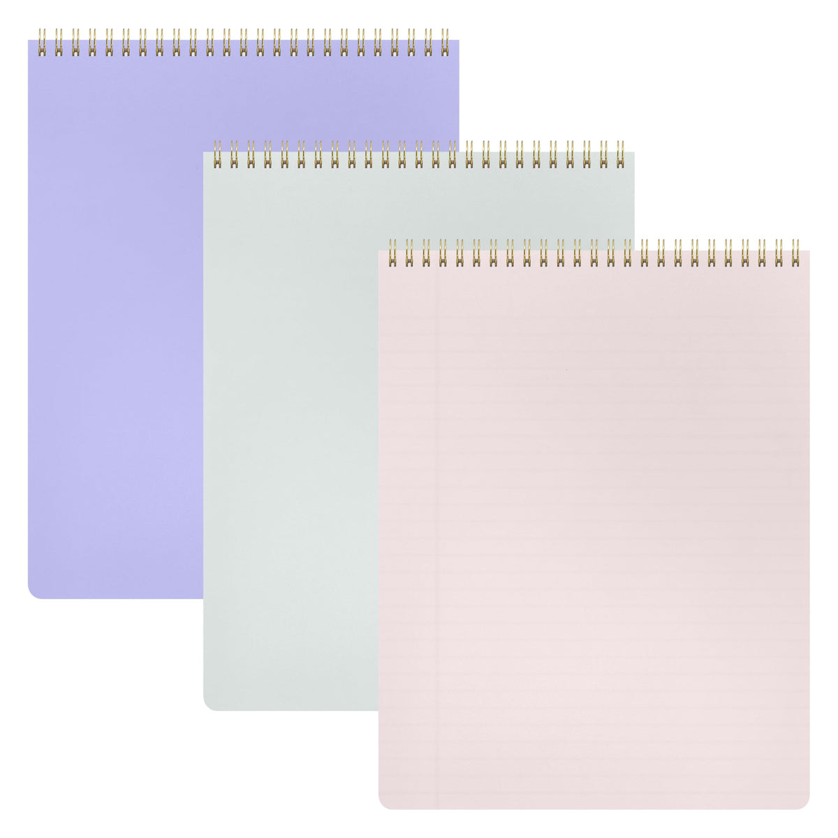 PAPERAGE Top Bound Spiral Notebook, 3 Pack, Lined Notepad, (Light Grey/Navy/Sage Green), 70 Sheets (140 Pages) Per Notebook, Wide/Legal Ruled, 8.5 inches x 11 inches