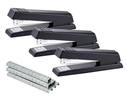 Bostitch Office Stapler, No-Jam Premium for Desktop, Includes 1,250 Staples, Full-Strip, 25 Sheet Capacity, Black