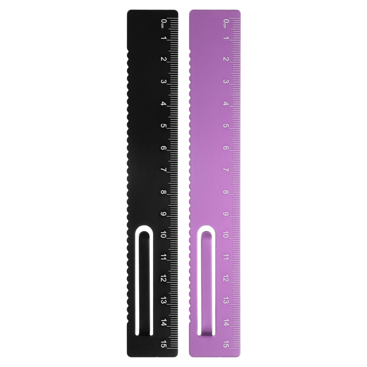 HARFINGTON 2pcs Straight Ruler 15cm Metal Bookmark Clip Rulers Blue/Rose