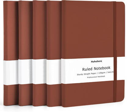 Huhuhero 10 Pack Lined Notebook Journals, College Ruled 5.25"×8.25", Green