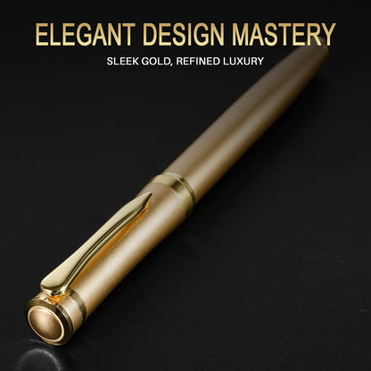 Smooth Writing Fountain Pen, 10 Ink Cartridges, Fine Nib, Gold