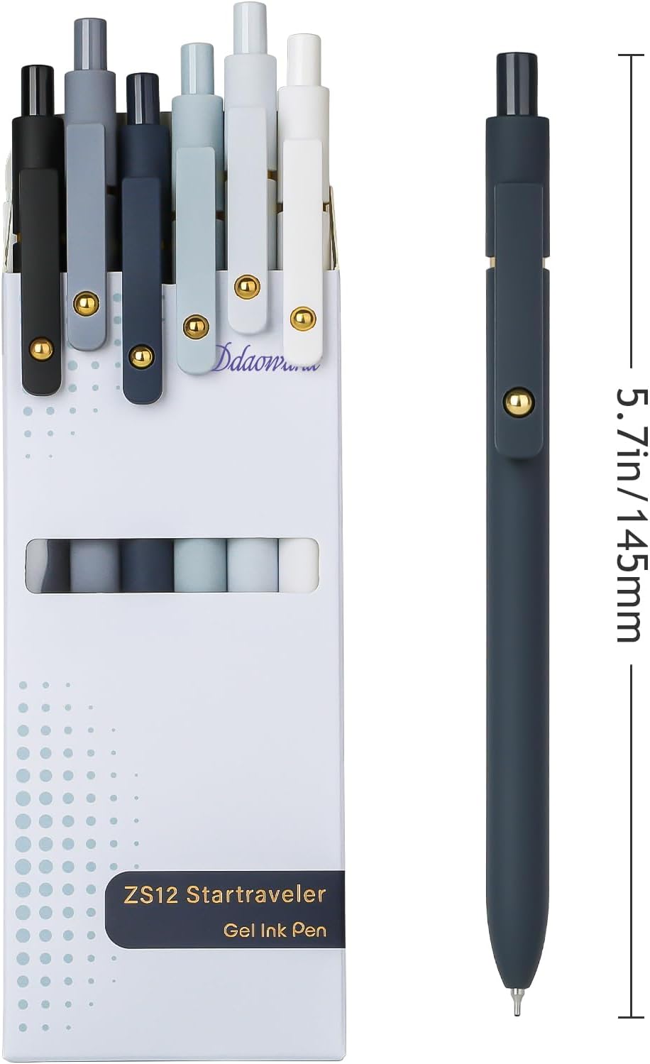 Ddaowanx Gel Pens,6 Pcs 0.7mm Retractable Quick Dry Black Ink Pens