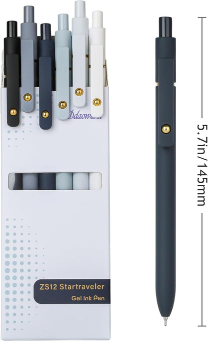 Ddaowanx Gel Pens,6 Pcs 0.7mm Retractable Quick Dry Black Ink Pens