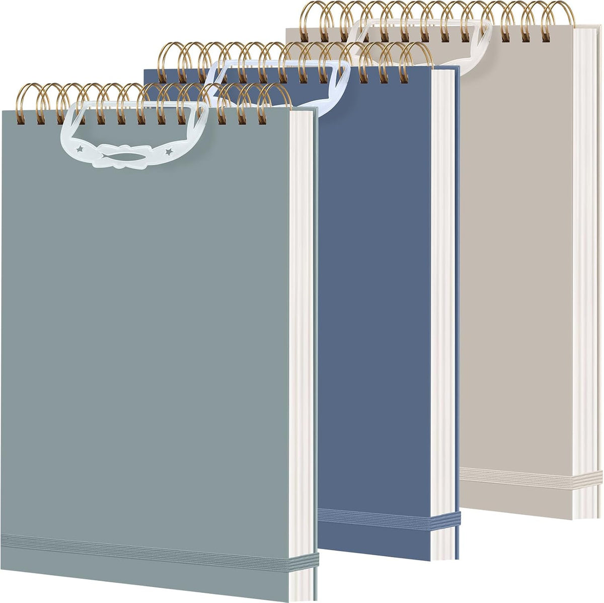 Resurhang 3 Pack Top Spiral Notebook 7"x10", Blue,Green,Gray