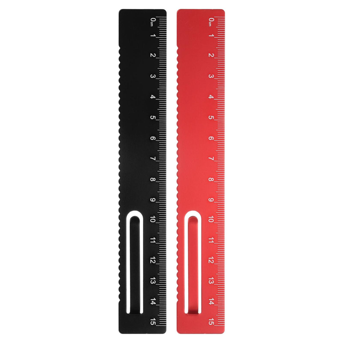 HARFINGTON 2pcs Straight Ruler 15cm Metal Bookmark Clip Rulers Blue/Rose