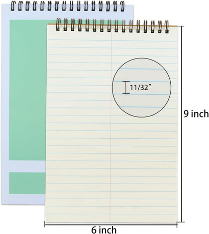 Steno Pad,6 Pack Top Spiral Notepads,6" x 9",80 Sheets, Gregg Rule Steno Notebook for Writing Notes in School, University, College, Office,Home