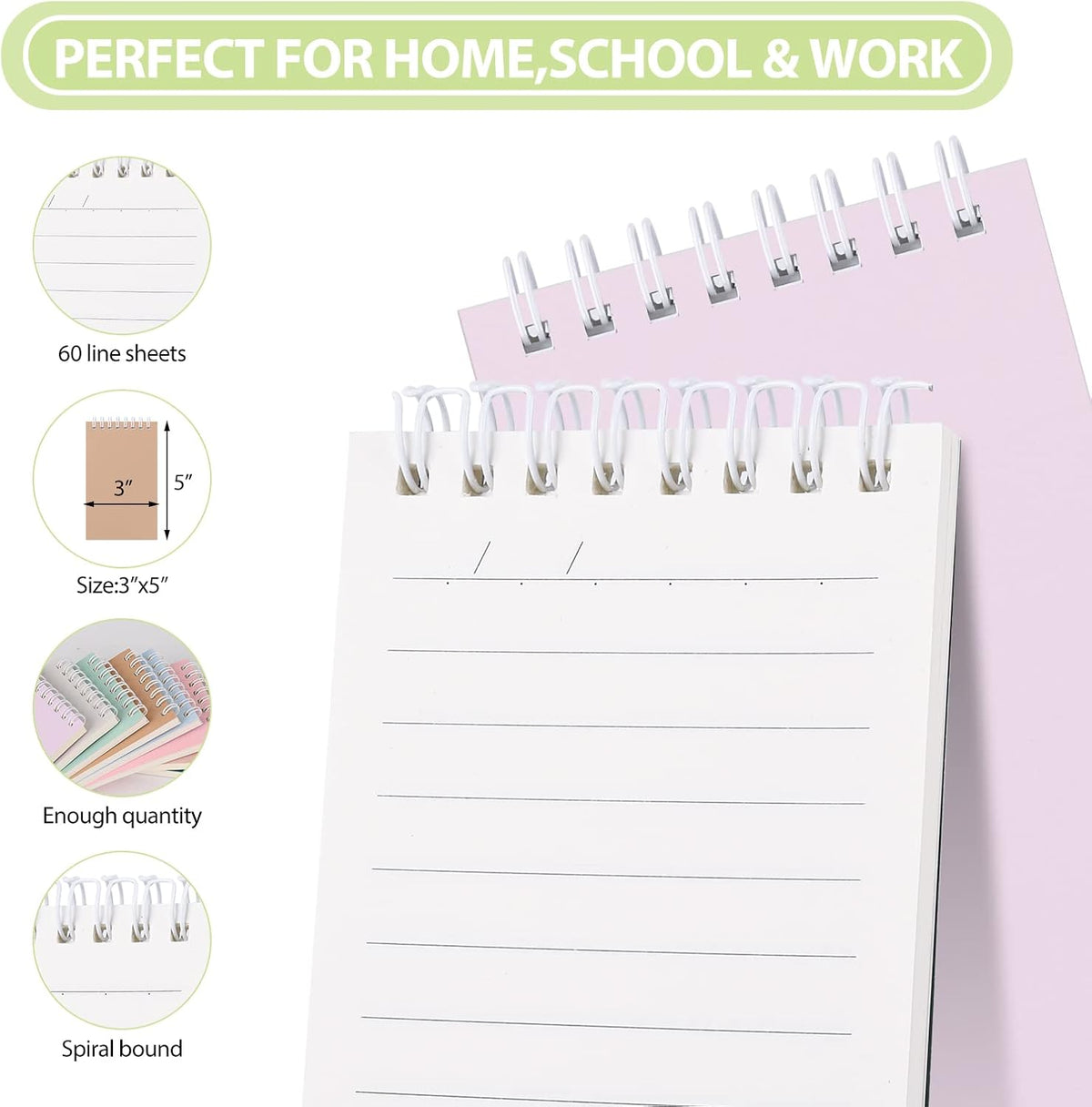 Ddaowanx Small Notebooks,Cute 3x5 Pocket Spiral Notepads With Lined Pages