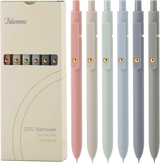 Ddaowanx Gel Pens,6 Pcs 0.5mm Retractable Quick Dry Black Ink Pens