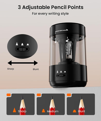 Electric Pencil Sharpener for Classroom, Fully Automatic, Black