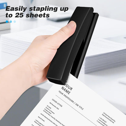 Stapler with 5000 Staples - 25 Sheet Capacity, Staplers for Desk, Black