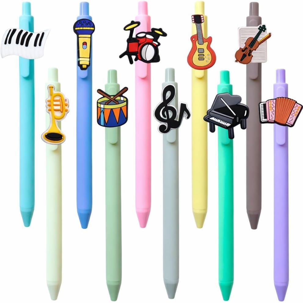 YJ PREMIUMS 10PC Music Pens Song Writing Pen Musical Instruments Lyrics Rhythm Guitar Violin Drums Office Supply Recital Gifts For Music Lovers Choirmates Piano Teacher Students Bandmates Musicians