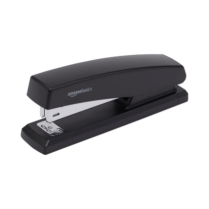 Amazon Basics Office Stapler with 1000 Staples, 25 Sheet Capacity, Non-Slip, Black, Home Office