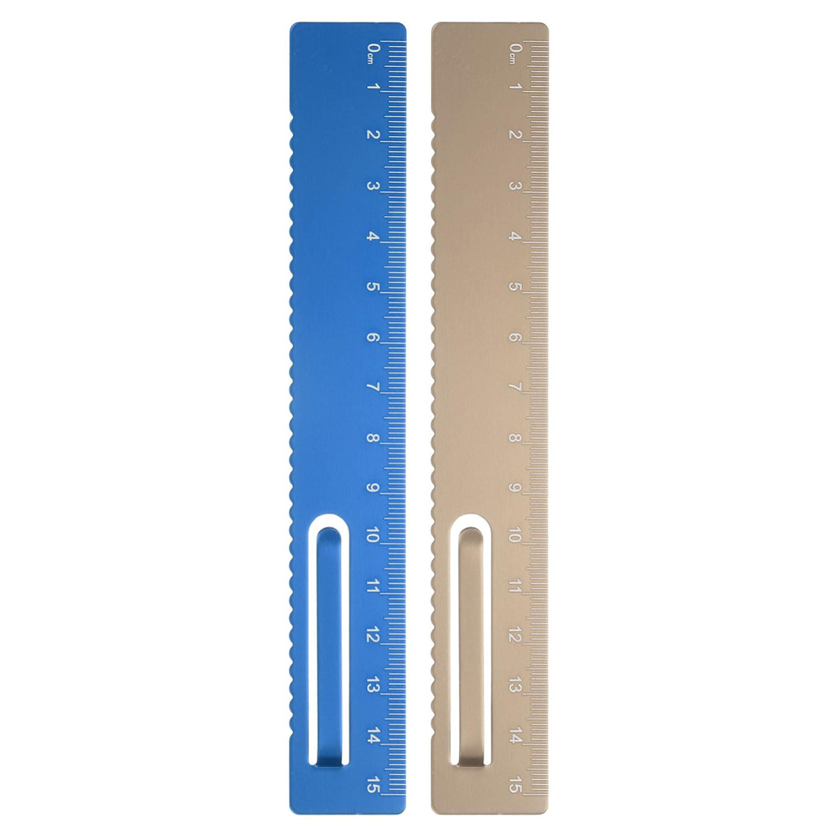 HARFINGTON 2pcs Straight Ruler 15cm Metal Bookmark Clip Rulers Blue/Rose