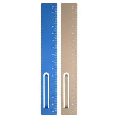 HARFINGTON 2pcs Straight Ruler 15cm Metal Bookmark Clip Rulers Blue/Rose