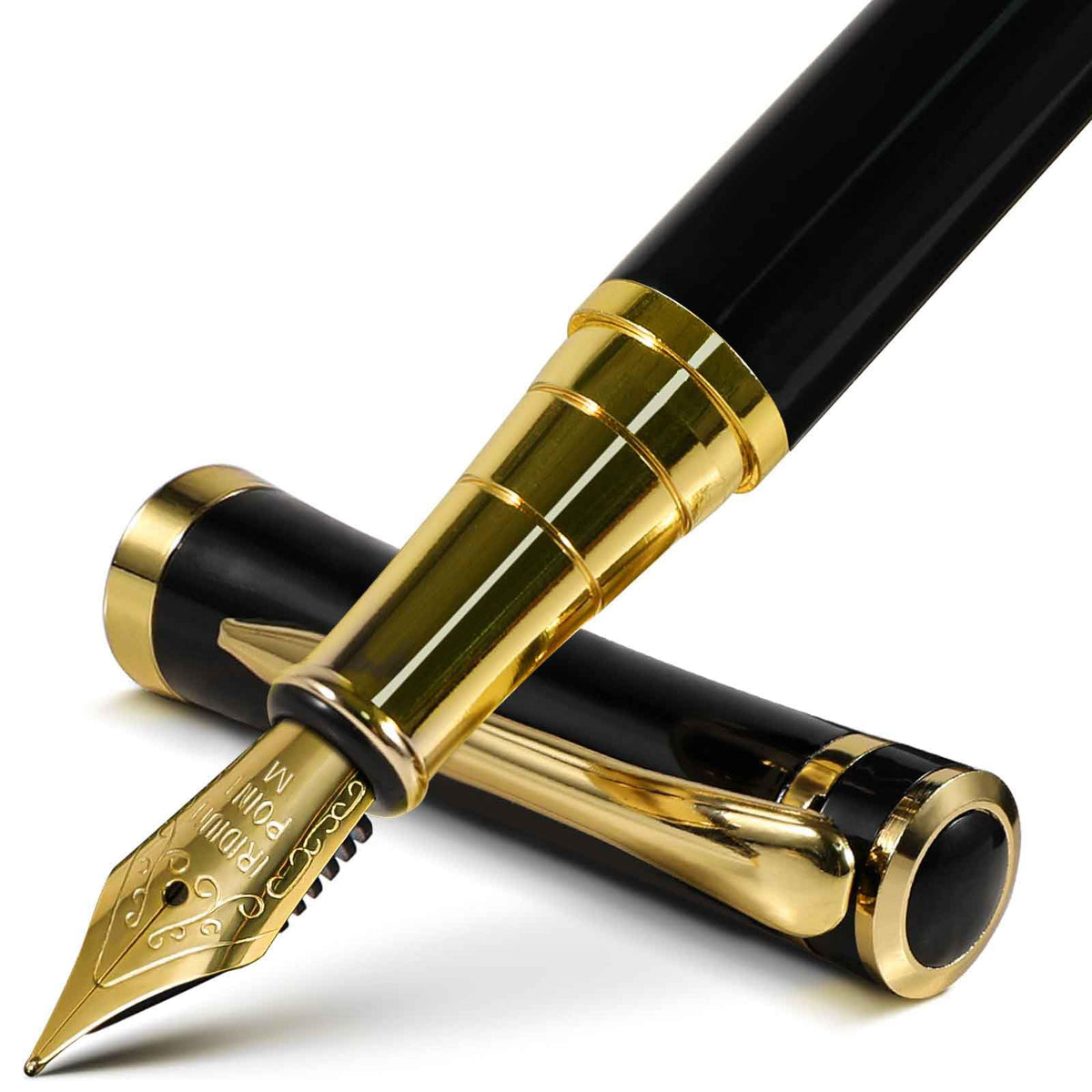 Smooth Writing Fountain Pen, 10 Ink Cartridges, Fine Nib, Gold